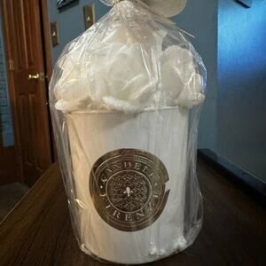 Large Decorative Rose Candle Handmade Gift White Floral Candle Candele Firenze